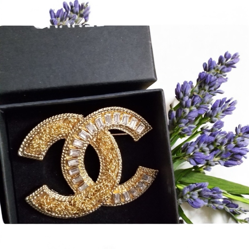 Chanel Gold Crystal Embellished Brooch Collection